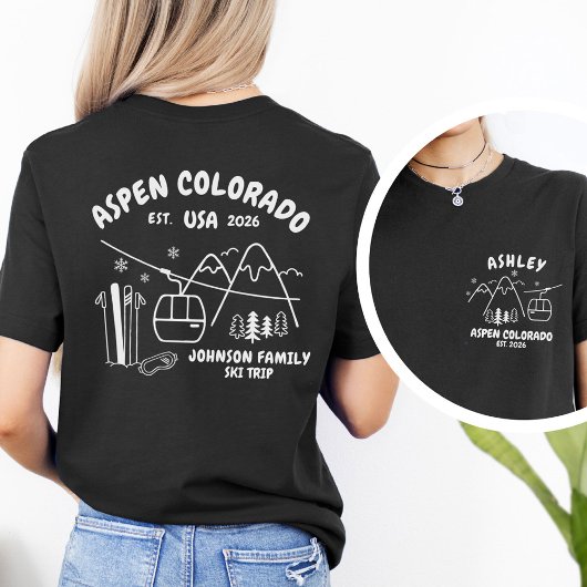 スキー旅行の家族や友達グループに合わせたカスタムデザイン Tシャツ