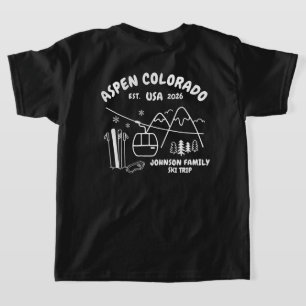 スキー旅行の家族や友達グループに合わせたカスタムデザイン Tシャツ