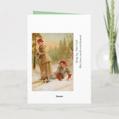 スキー旅行の赤い帽子の女性 シーズンカード (裏面)