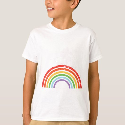 スキー旅行 スキー 虹 Tシャツ (正面)