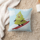 スキー松の木かわいい雪スポーツ冬 クッション (ブランケット)