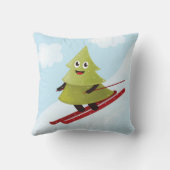 スキー松の木かわいい雪スポーツ冬 クッション (裏面)