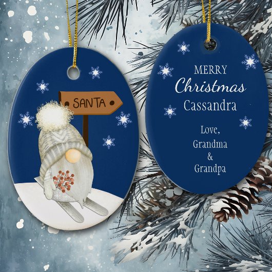 スキー格言サンタ・キッズを探す セラミックオーナメント