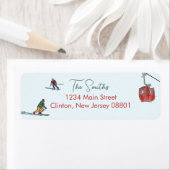 スキー水彩モダン差出人住所ラベル ラベル (インサイチュ)