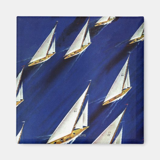 スキー溶接による帆船レガッタ マグネット (正面)