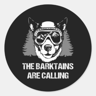 スキー犬おもしろい恋人マウンテンスキーヤーウィンタースポーツ ラウンドシール