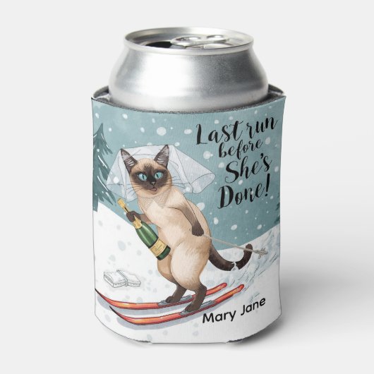 スキー独身最後の夜のステッカー  新婦は斜面に立つ 缶クーラー (缶正面)