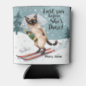 スキー独身最後の夜のステッカー  新婦は斜面に立つ 缶クーラー (正面)