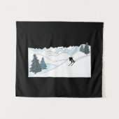 スキー生まれへ – スキーリゾートシーンウィンタースポーツ タペストリー (正面(横))