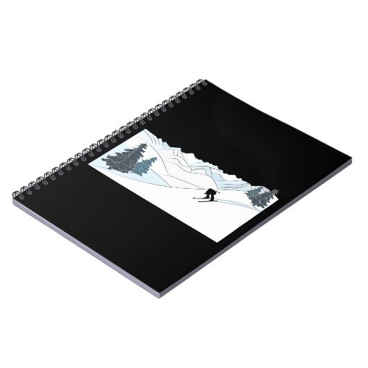 スキー生まれへ – スキーリゾートシーンウィンタースポーツ ノートブック (左側)