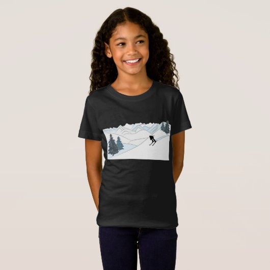 スキー生まれへ – スキーリゾートシーンウィンタースポーツ Tシャツ (正面フル)