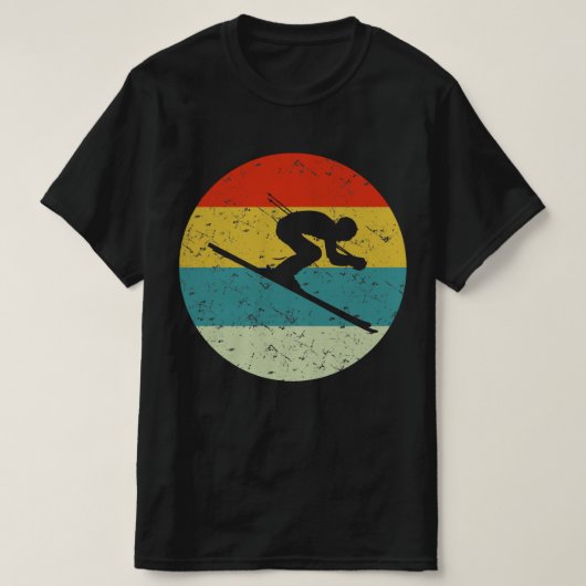 スキー用レトロヴィンテージシルエット70S Tシャツ (デザイン正面)