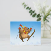 スキー用熊はがき ポストカード (スタンド正面)