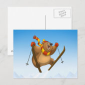 スキー用熊はがき ポストカード (正面/裏面)