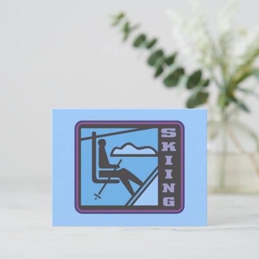 スキー用Tシャツと贈り物 ポストカード (スタンド正面)