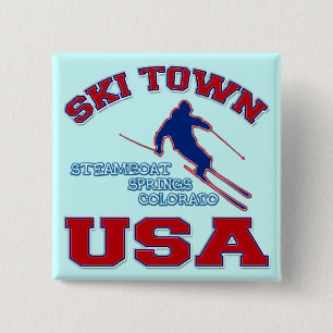 スキー町米国、Steamboat Springs、コロラド州 缶バッジ