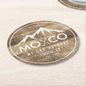 スキー素朴ハウスマウンテンウッドグレパーソナライズされたイン ラウンドペーパーコースター (アングル)