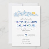 スキー結婚の水彩山景色 (正面)