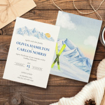 スキー結婚の水彩山景色