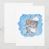 スキー結婚リフトに乗った夫婦 招待状 (正面/裏面)