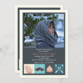 スキー衣服フォト招待状 招待状 (正面/裏面)