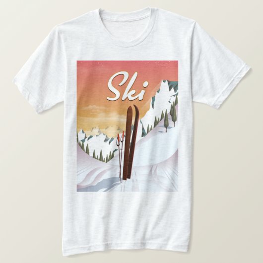 スキー観光旅行ポスター Tシャツ (デザイン正面)