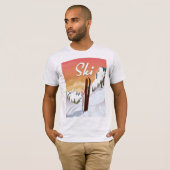 スキー観光旅行ポスター Tシャツ (正面フル)