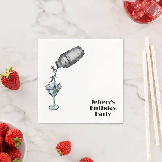 スキー誕生日の冬の成人の誕生日 スタンダードカクテルナプキン (インサイチュ)