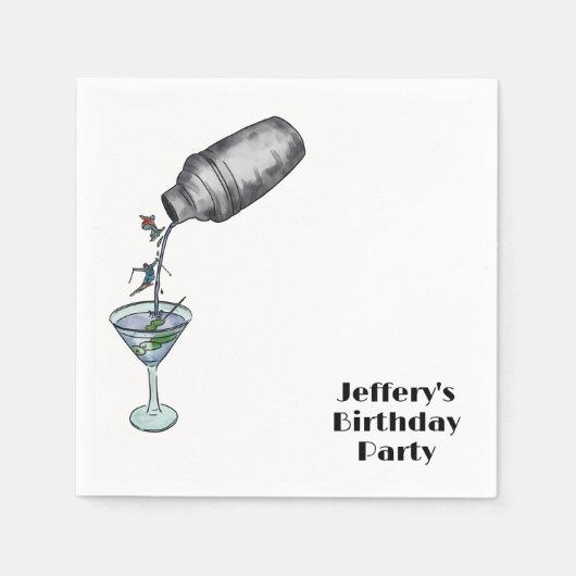 スキー誕生日の冬の成人の誕生日 スタンダードカクテルナプキン (正面)