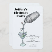 スキー誕生日の冬の成人の誕生日 招待状 (正面/裏面)