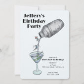 スキー誕生日の冬の成人の誕生日 招待状 (正面)