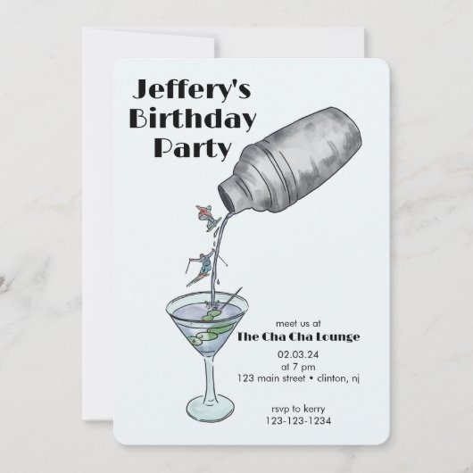 スキー誕生日の冬の成人の誕生日 招待状 (正面)