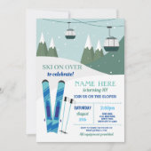 スキー誕生日パーティースキースノーボードスノーボード 招待状 (正面)