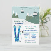 スキー誕生日パーティースキースノーボードスノーボード 招待状 (スタンド正面)