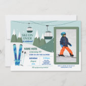 スキー誕生日パーティースキースノーボードフォト 招待状 (正面)
