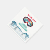 スキー誕生日パーティースキースノーボード スタンダードカクテルナプキン (角)