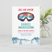 スキー誕生日パーティースキースノーボード 招待状 (スタンド正面)