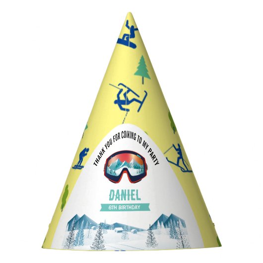 スキー誕生日パーティースノーボード パーティーハット (正面)