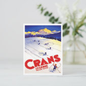 スキー走インクランズヒル，スイス，ヴィンテージ旅行 ポストカード (スタンド正面)