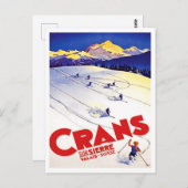 スキー走インクランズヒル，スイス，ヴィンテージ旅行 ポストカード (正面/裏面)