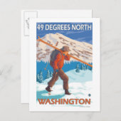 スキー運のスノースキー – 北49度 ポストカード (正面/裏面)