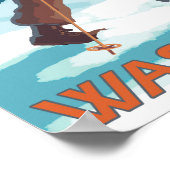 スキー運ズスノースキー – クリスタルマウンテン， WA ポスター (角)