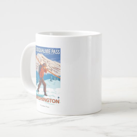 スキー運ヤーズスノースキー-スノクアルミーパス(ワシントン州) ジャンボコーヒーマグカップ (正面左)