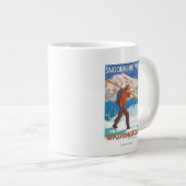 スキー運ヤーズスノースキー-スノクアルミーパス(ワシントン州) ジャンボコーヒーマグカップ (正面右)