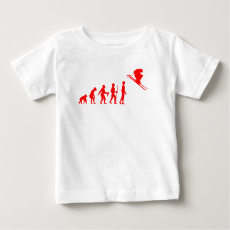 スキー選手に進化するヒトの進化の過程がおもしろい ベビーTシャツ