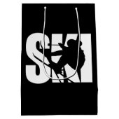 スキー選手スノーボード冬雪スポーツファン ミディアムペーパーバッグ (裏面)