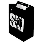 スキー選手スノーボード冬雪スポーツファン ミディアムペーパーバッグ (裏面アングル)