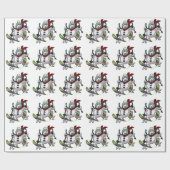スキー雪だるまクリスマスハット漫画の大きなリピート ラッピングペーパー (フラット)
