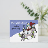 スキー雪だるまメリークリスマス！メッセージ漫画 シーズンポストカード (スタンド正面)