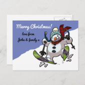 スキー雪だるまメリークリスマス！メッセージ漫画 シーズンポストカード (正面/裏面)